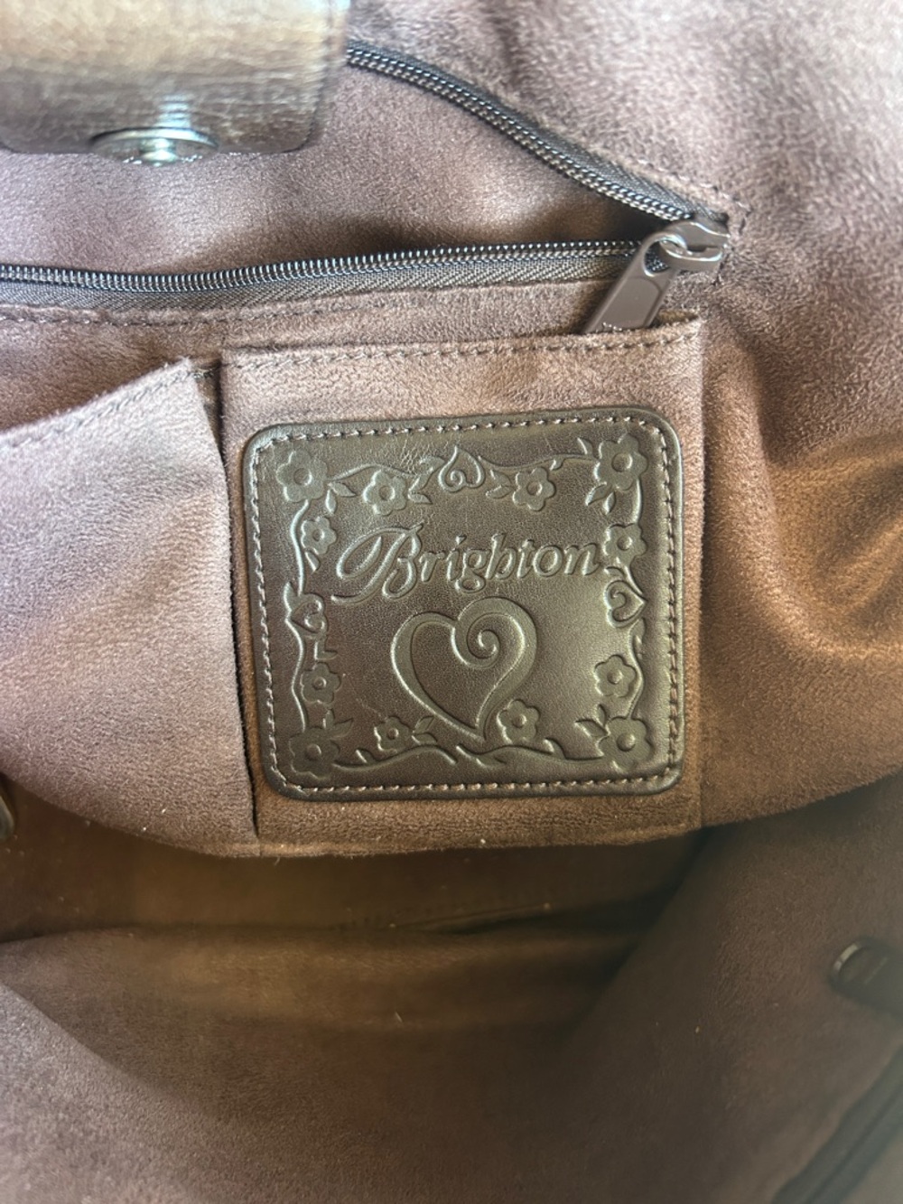 Vintage Brighton Woven Straw Tote Bag with Brown Leather Accents with Heart - Picture 8 of 10